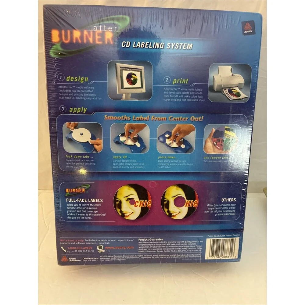 NEW Avery AfterBurner CD/DVD Labeling System Complete Kit Factory Sealed
